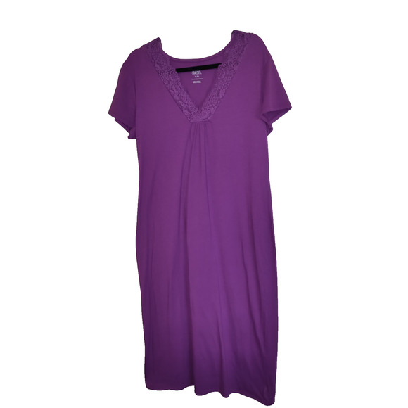 Gilligan & O'Malley Other - Gilligan & O'malley Purple Nightgown Night Shirt XL Lace Trim Lightweight Midi
